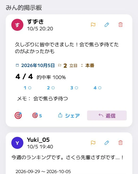 記録共有画面